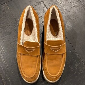 SARAH CHOFAKIAN Pullman Shearling-trimmed Loafers In Brown Size 7